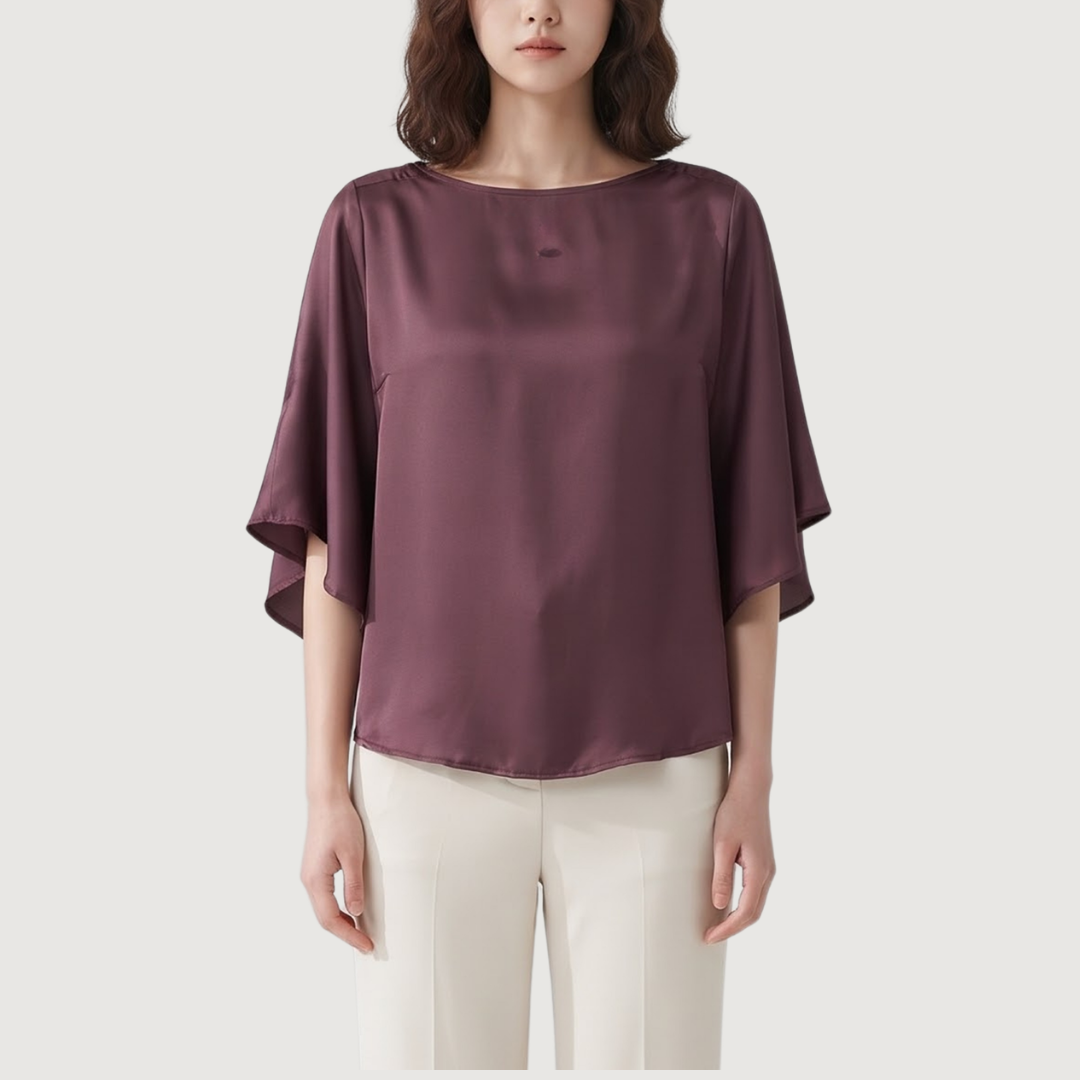 Plum Satin Flutter Tunic