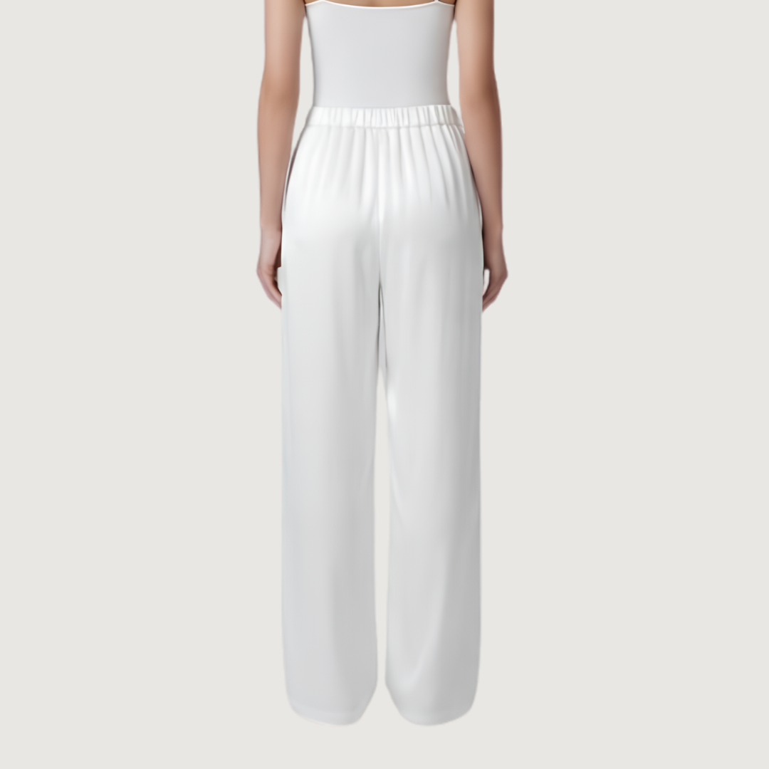 Blanc Satin Wide Pants