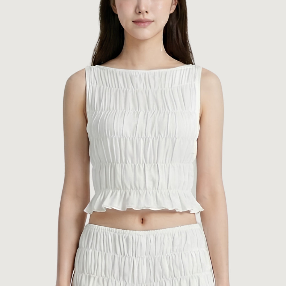 White Ruched Top Set