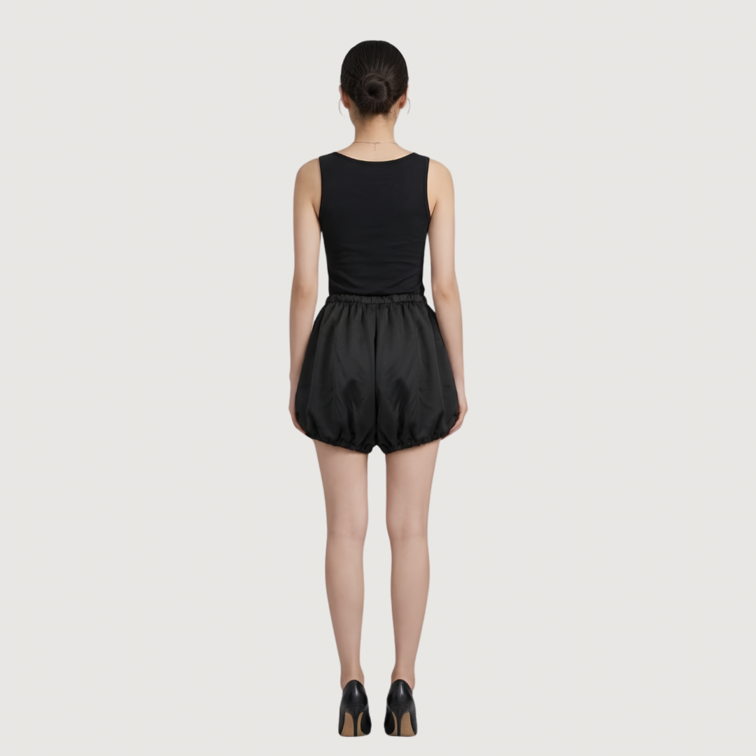 Obsidian Satin Bubble Shorts