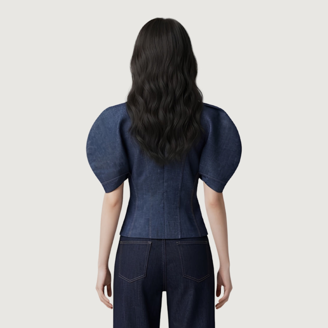 Indigo Puff Top