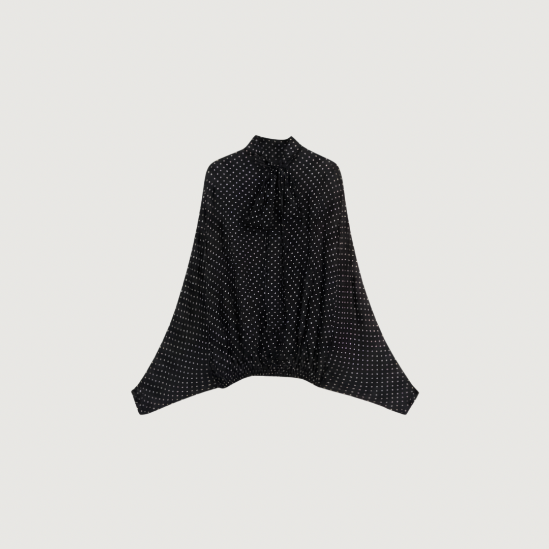 Obsidian Tie-Neck Polka Dot Blouse