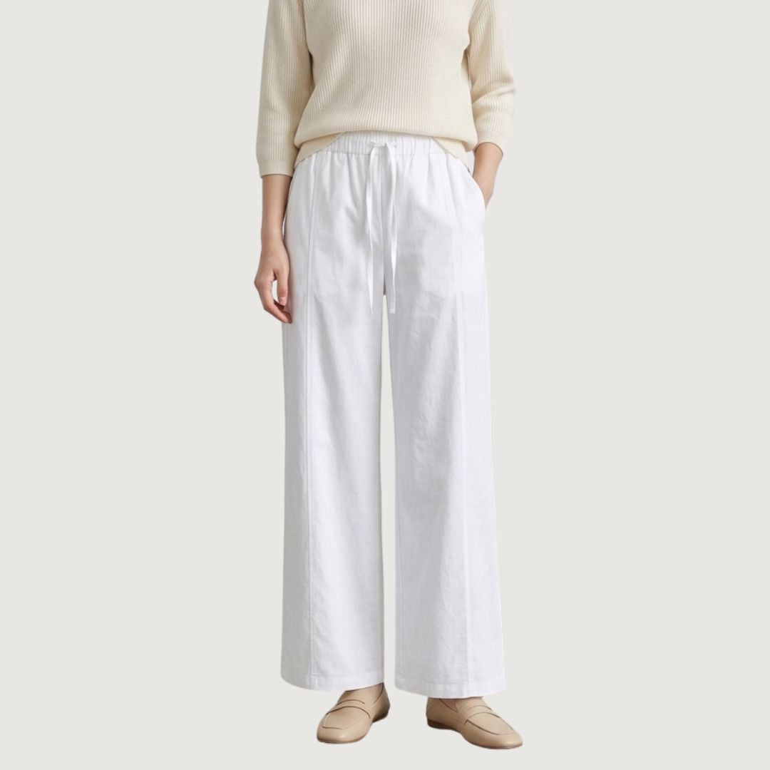 Soft White Straight-Leg Pants