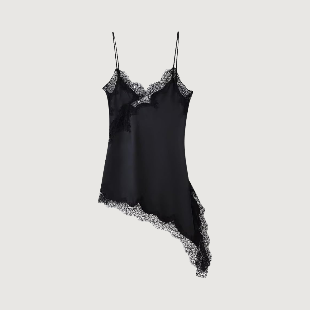 Blusa Lace Asimétrica Obsidian