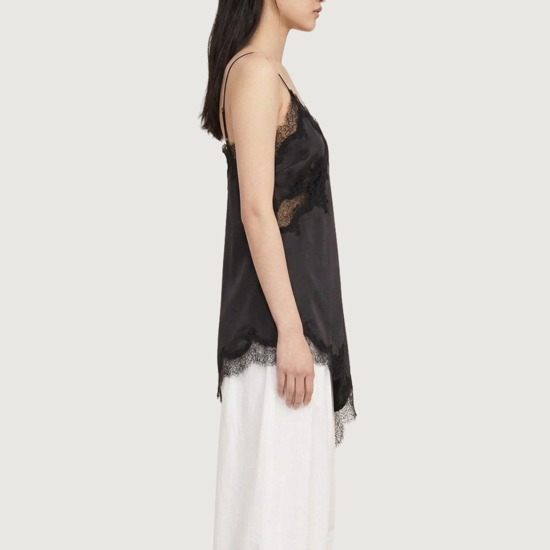 Blusa Lace Asimétrica Obsidian