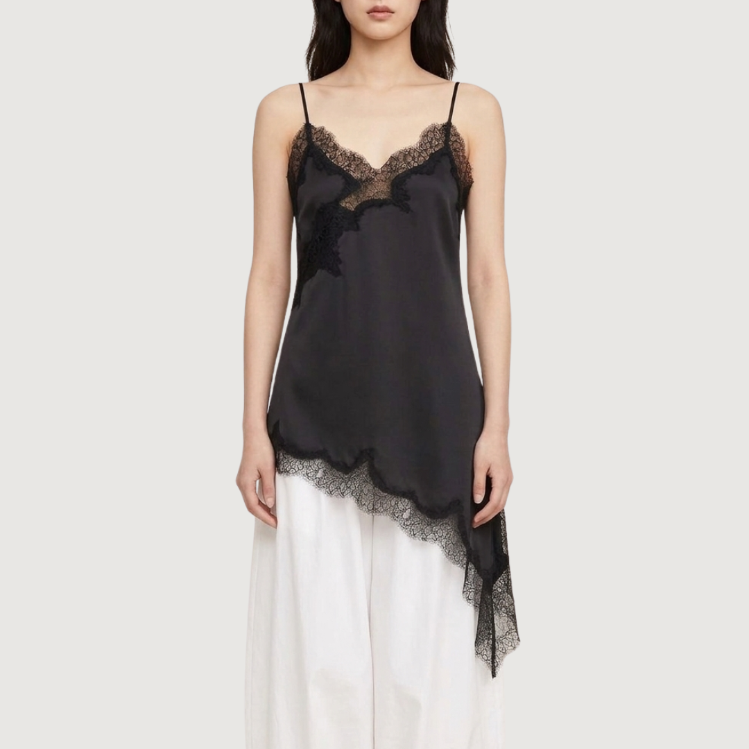 Blusa Lace Asimétrica Obsidian