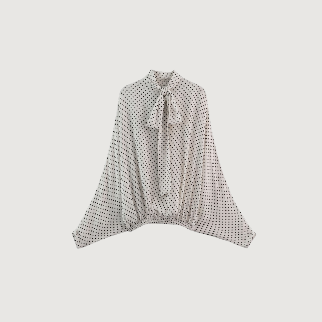 Tie-Neck Polka Dot Blouse