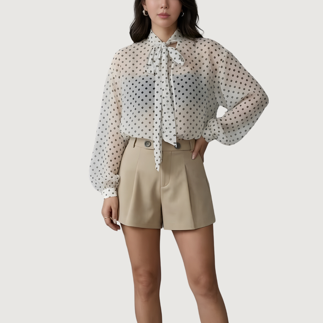 Tie-Neck Polka Dot Blouse
