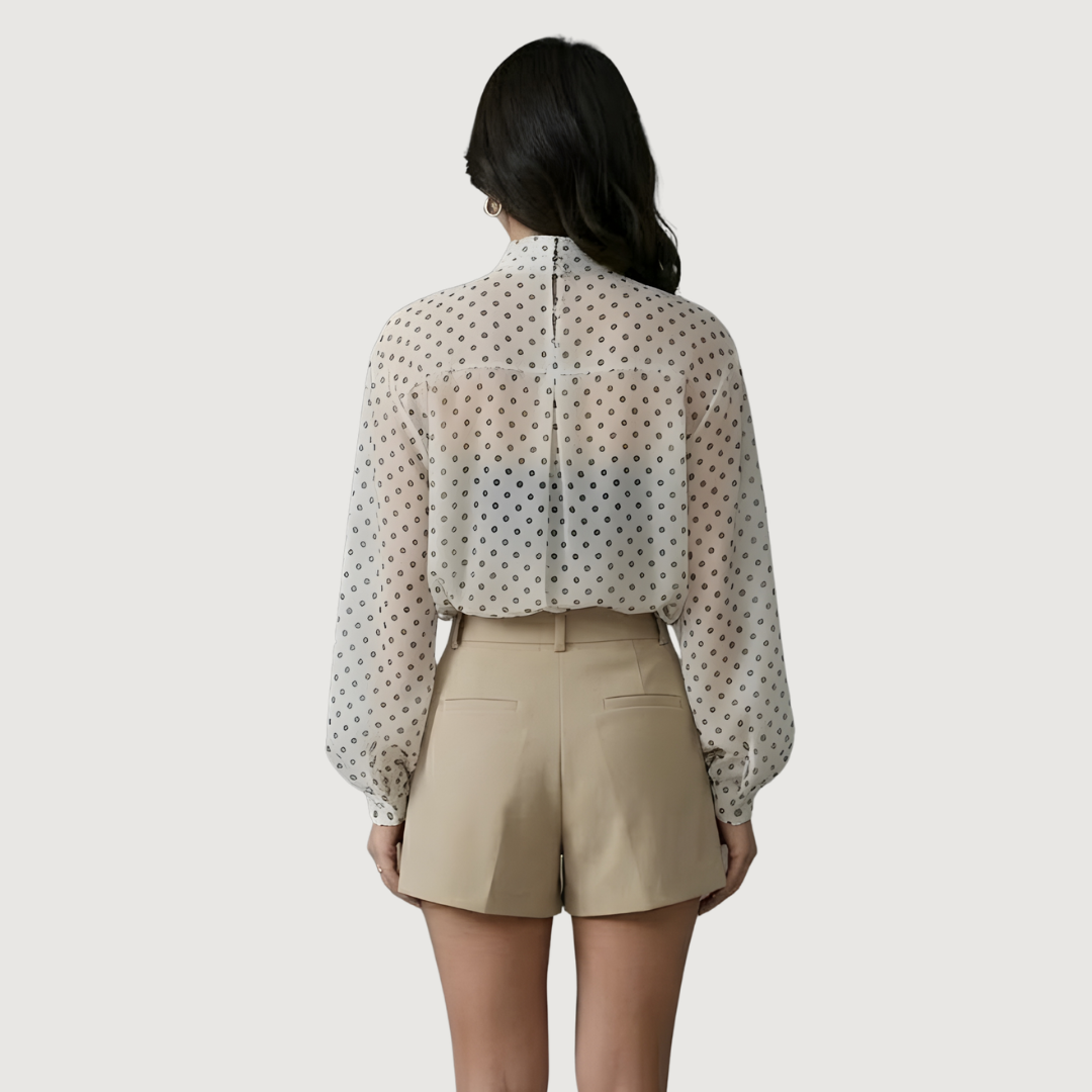 Tie-Neck Polka Dot Blouse