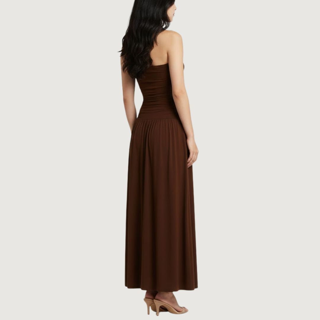 Vestido Strapless Mocha Ruched