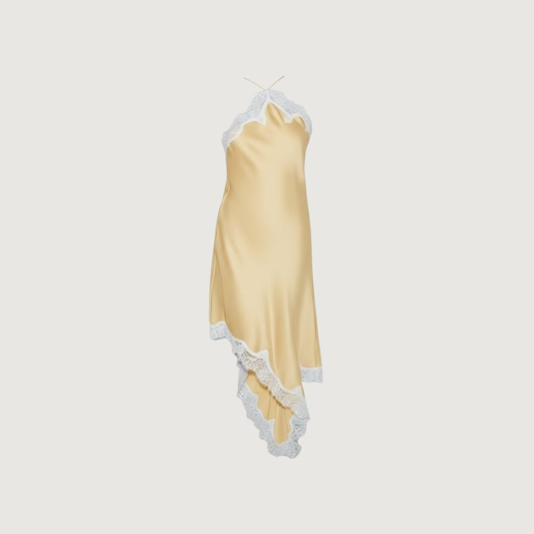 Vestido Halter Satin Lace Honey Light