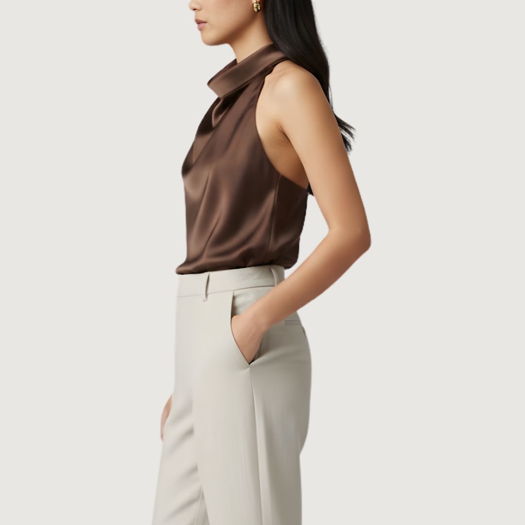 Top Mocha Satin Halter