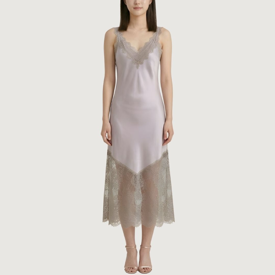 Lavender Lace-Trim Slip Dress