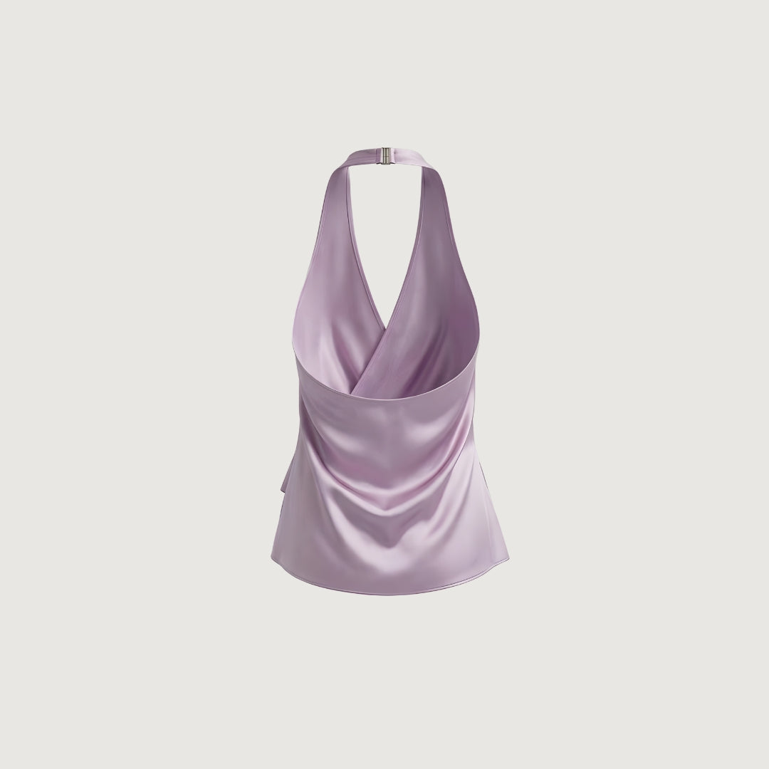 Satin Tie-Wrap Halter Top