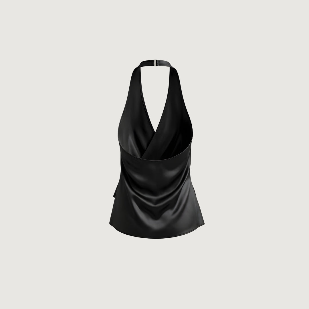 Satin Tie-Wrap Halter Top
