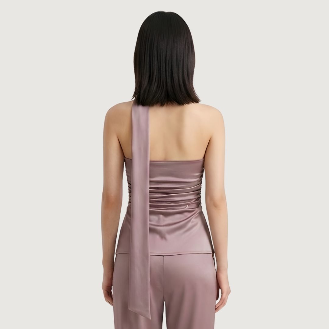 Dusty Rose Asymmetric Scarf Top
