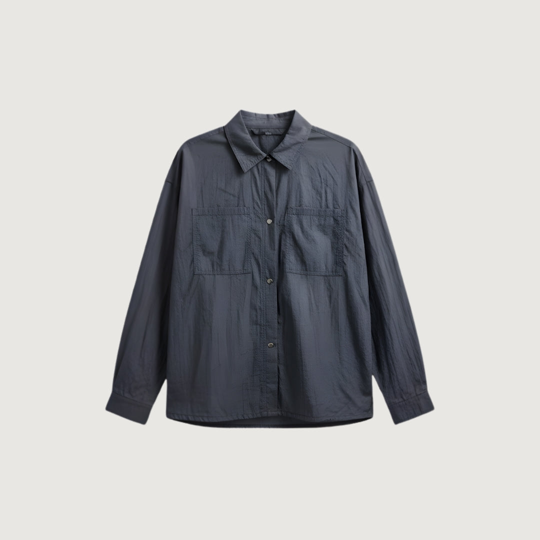 Scrunch Satin Shirt Blue Fog