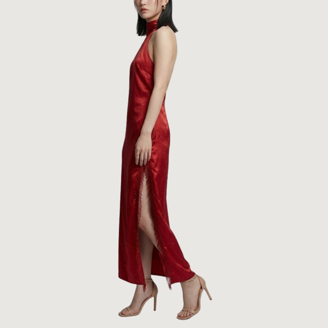 Red Allure Luxe Slit Dress