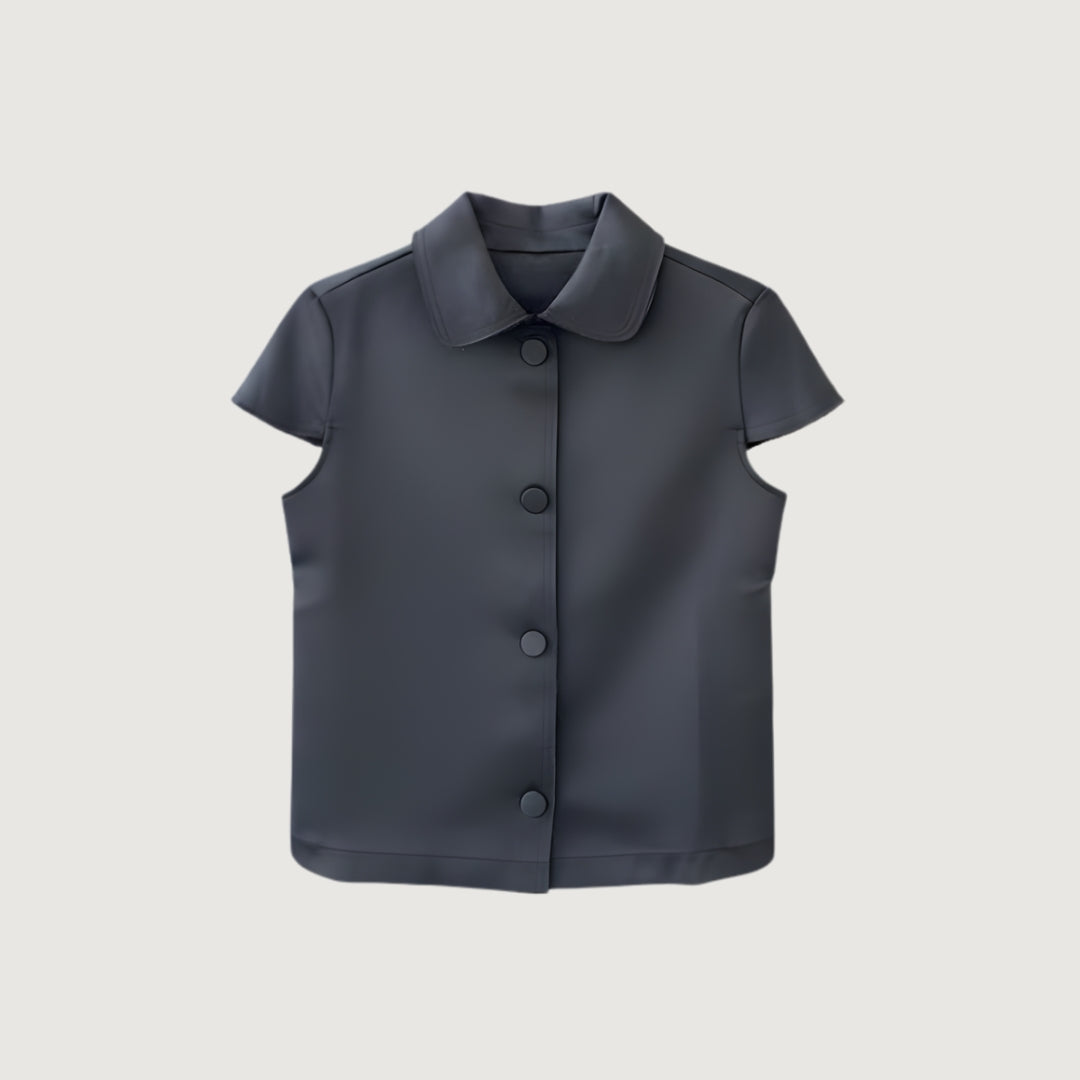 Satin Button Blouse Grey Mist