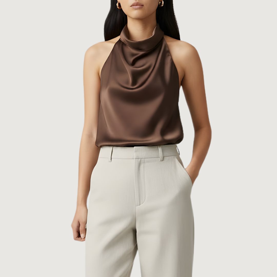 Top Mocha Satin Halter