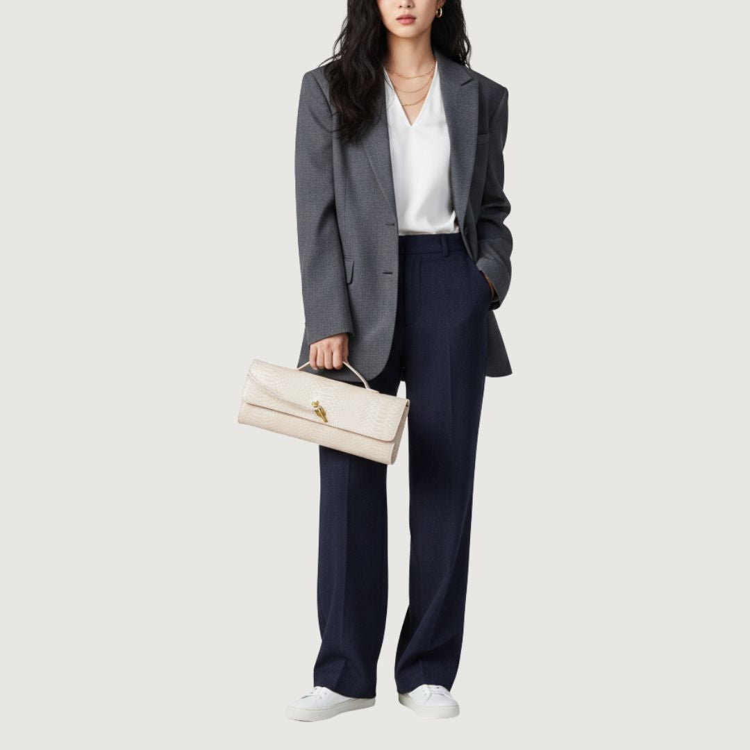 Clutch Croco Ivory
