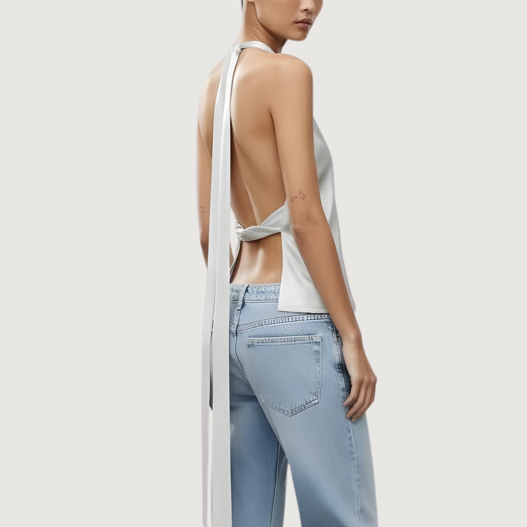 Blusa Satinada Drapeada