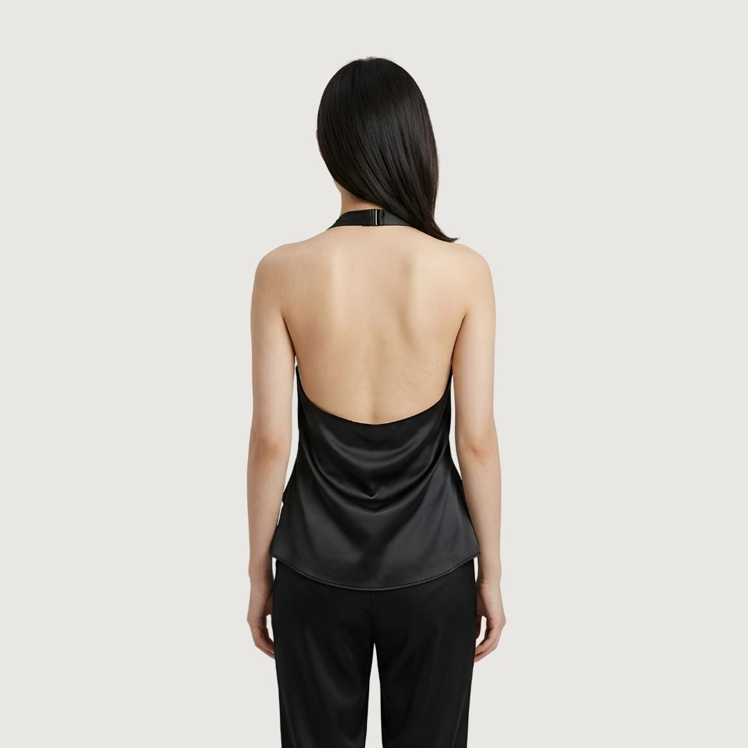 Satin Tie-Wrap Halter Top