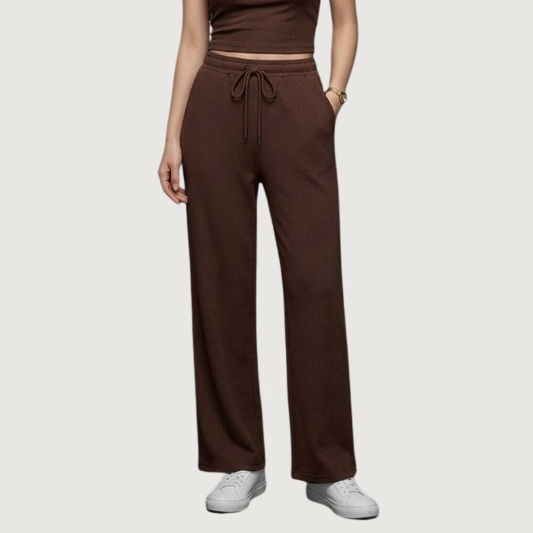 Pantalon Conjunto Fluido Cafe