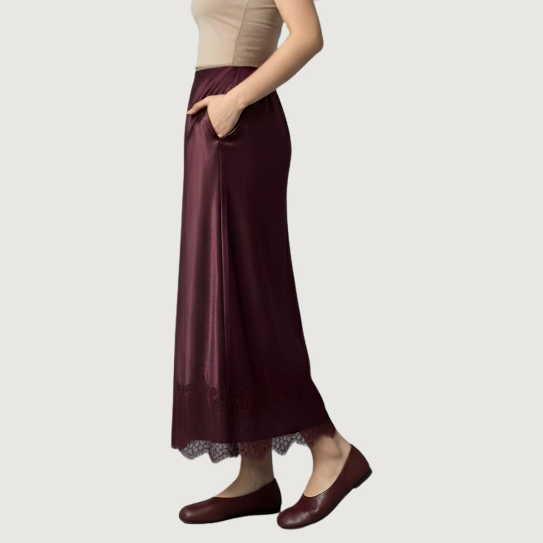 Satin Lace Skirt Bloom