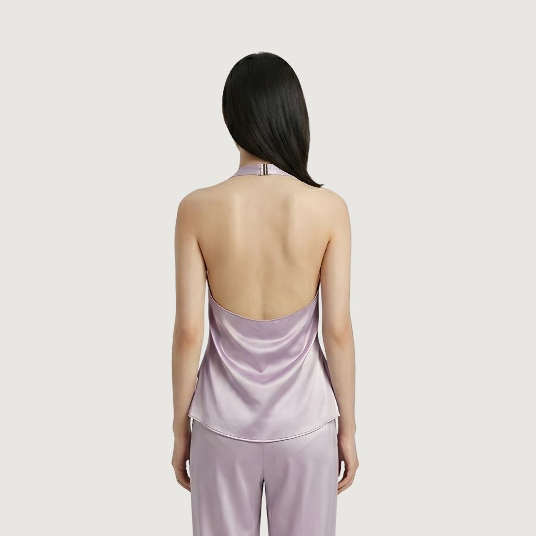 Satin Tie-Wrap Halter Top