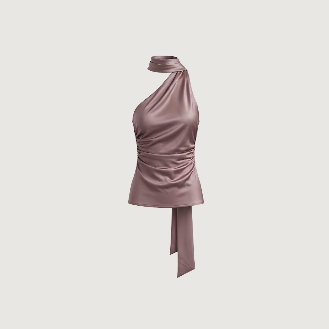 Dusty Rose Asymmetric Scarf Top