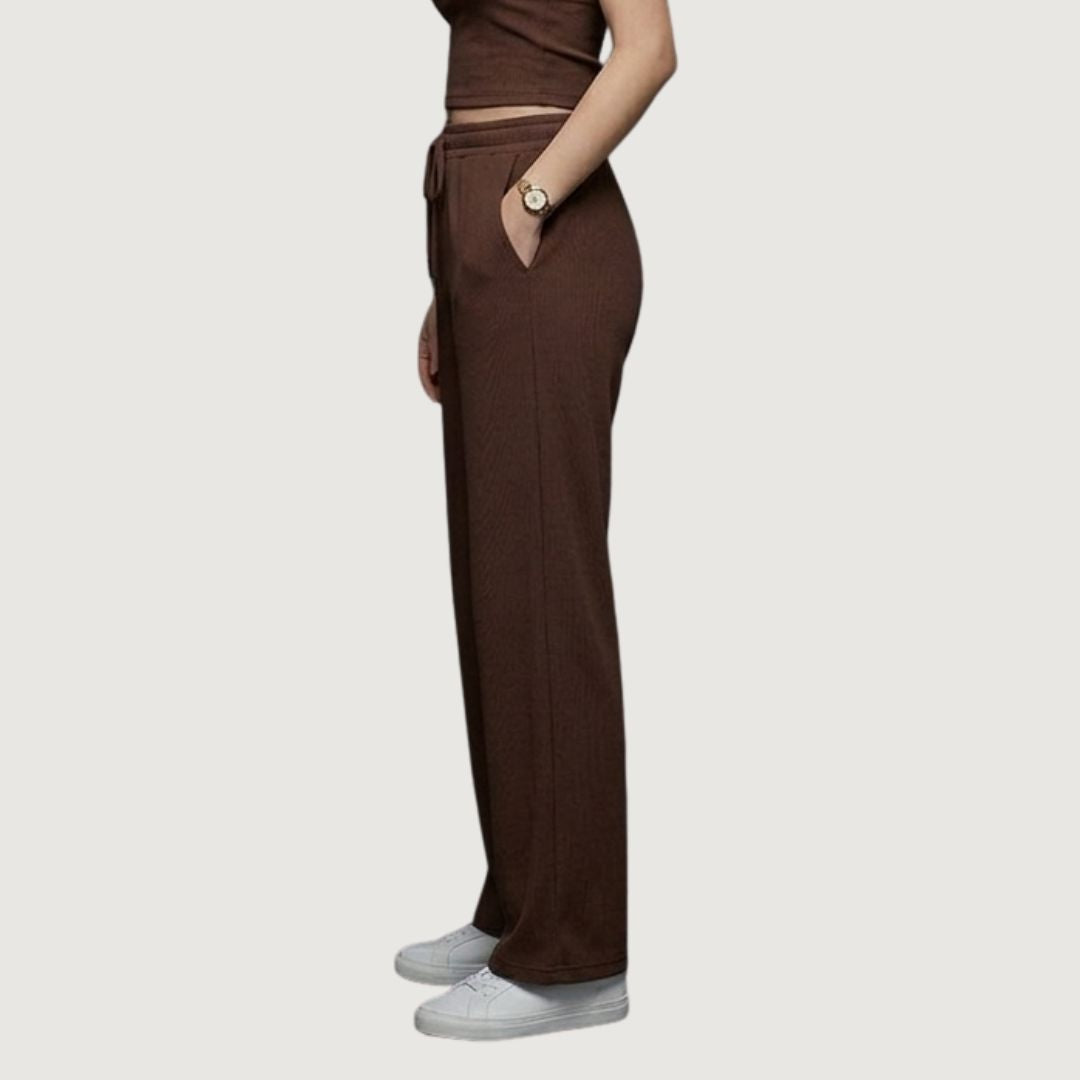 Pantalon Conjunto Fluido Cafe