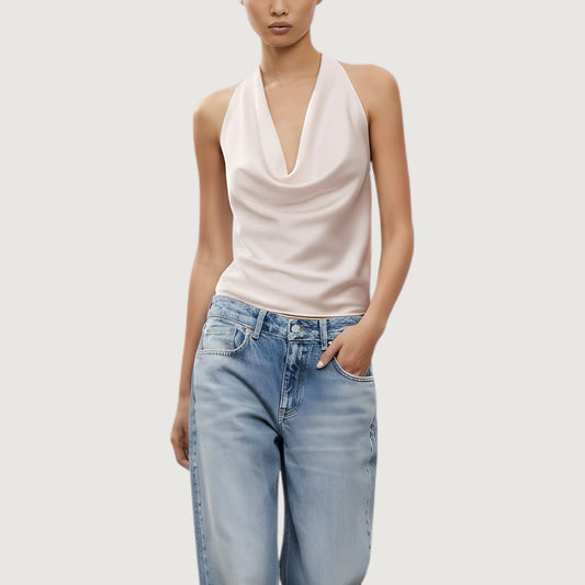 Blusa Satinada Drapeada