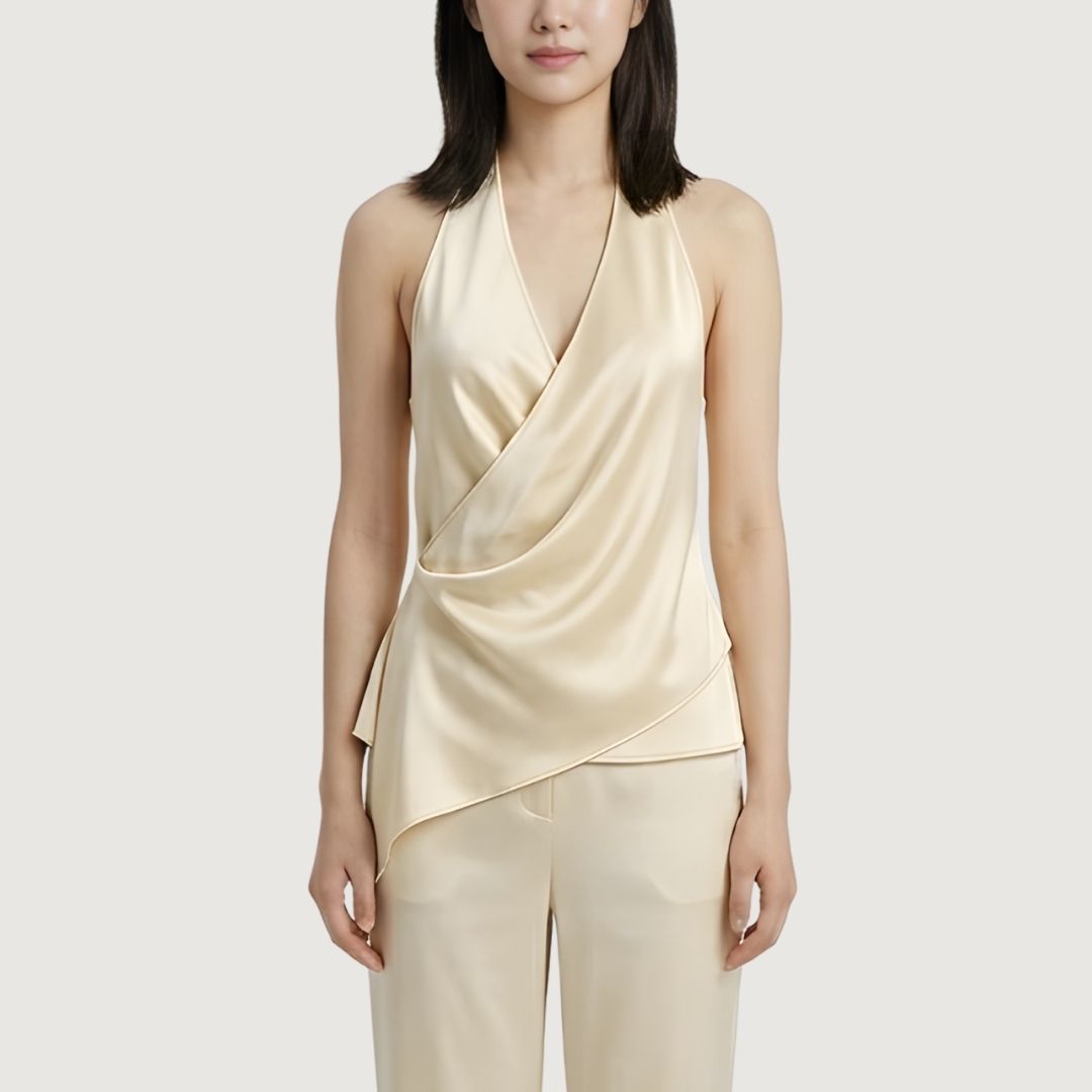 Satin Tie-Wrap Halter Top