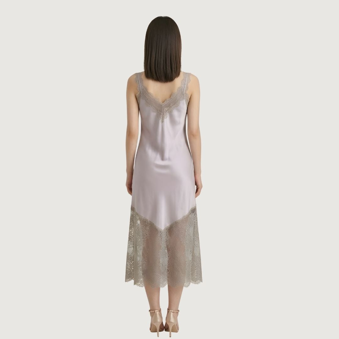 Lavender Lace-Trim Slip Dress