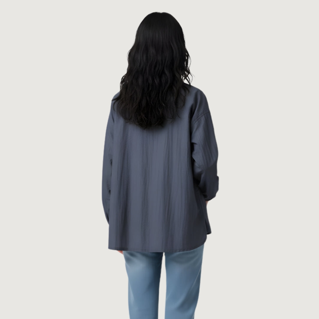 Scrunch Satin Shirt Blue Fog