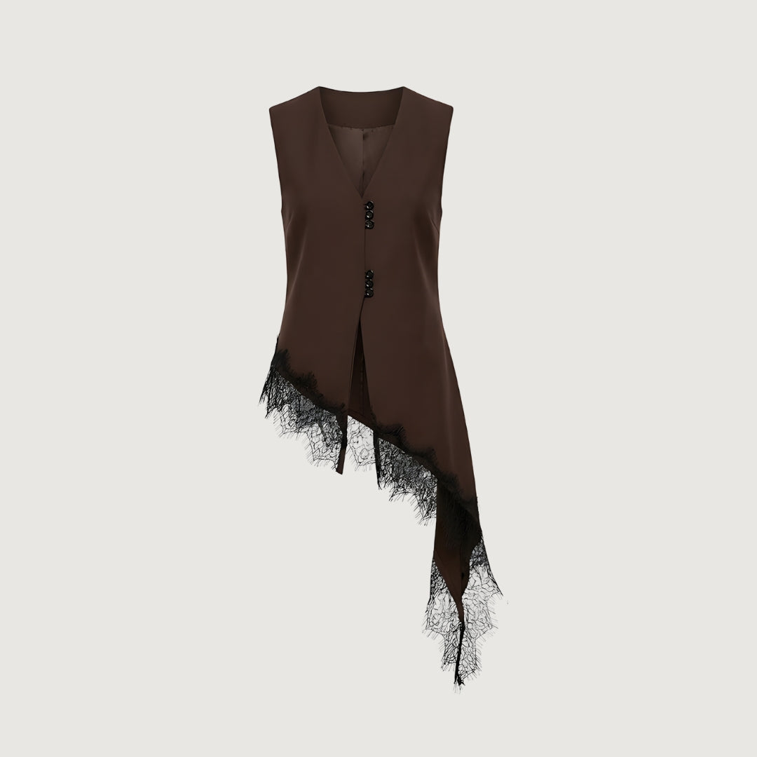 Asymmetrical Lace Hem Vest