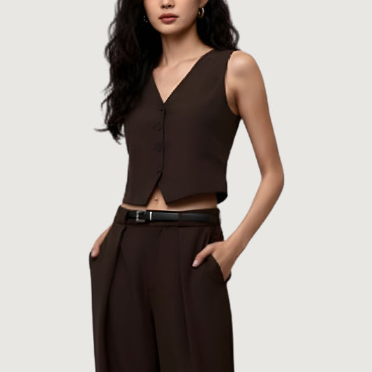 Chaleco Conjunto Formal Cafe