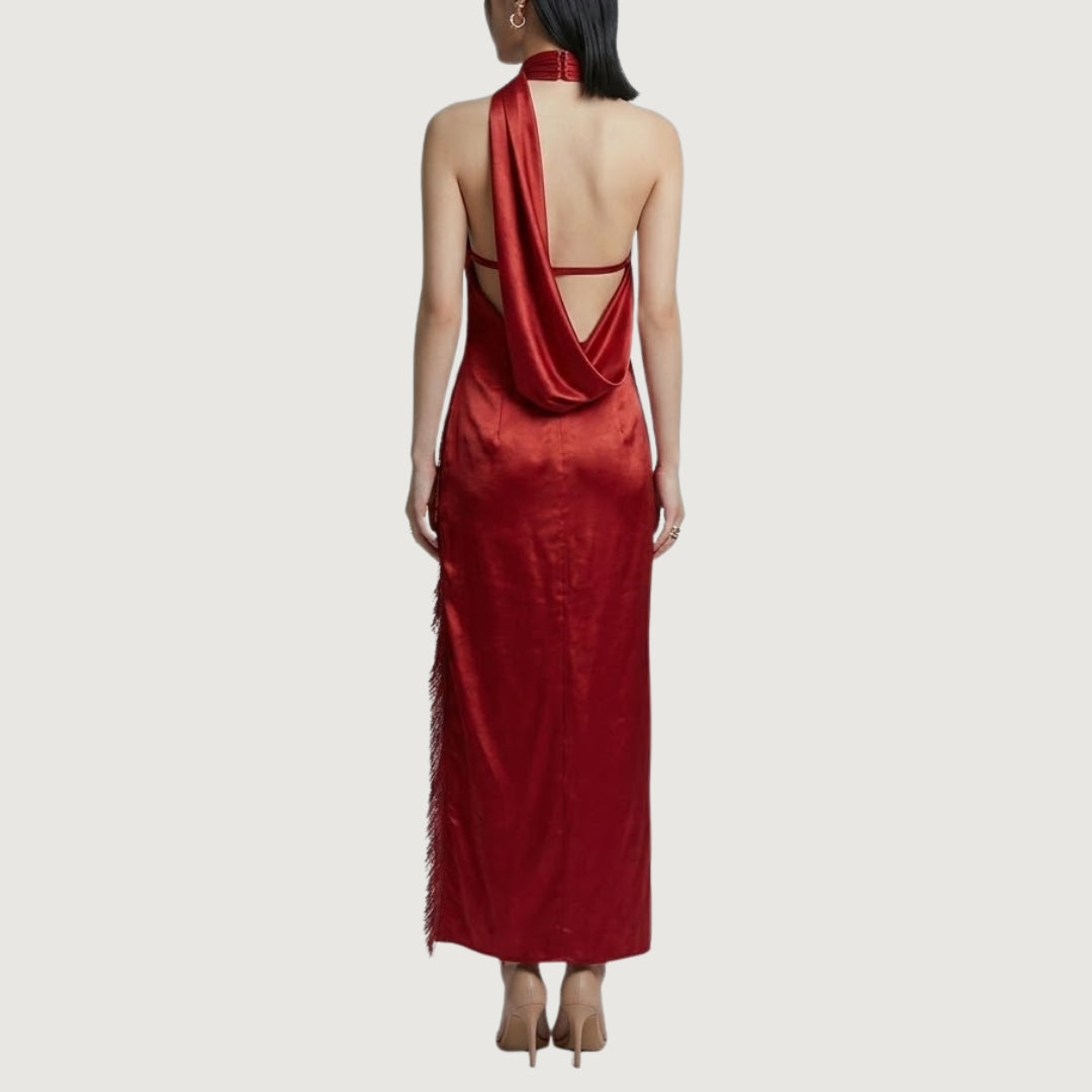 Red Allure Luxe Slit Dress