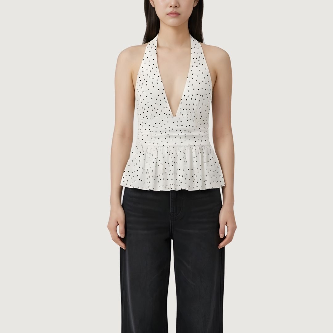 Polka Dot Ruffle Top