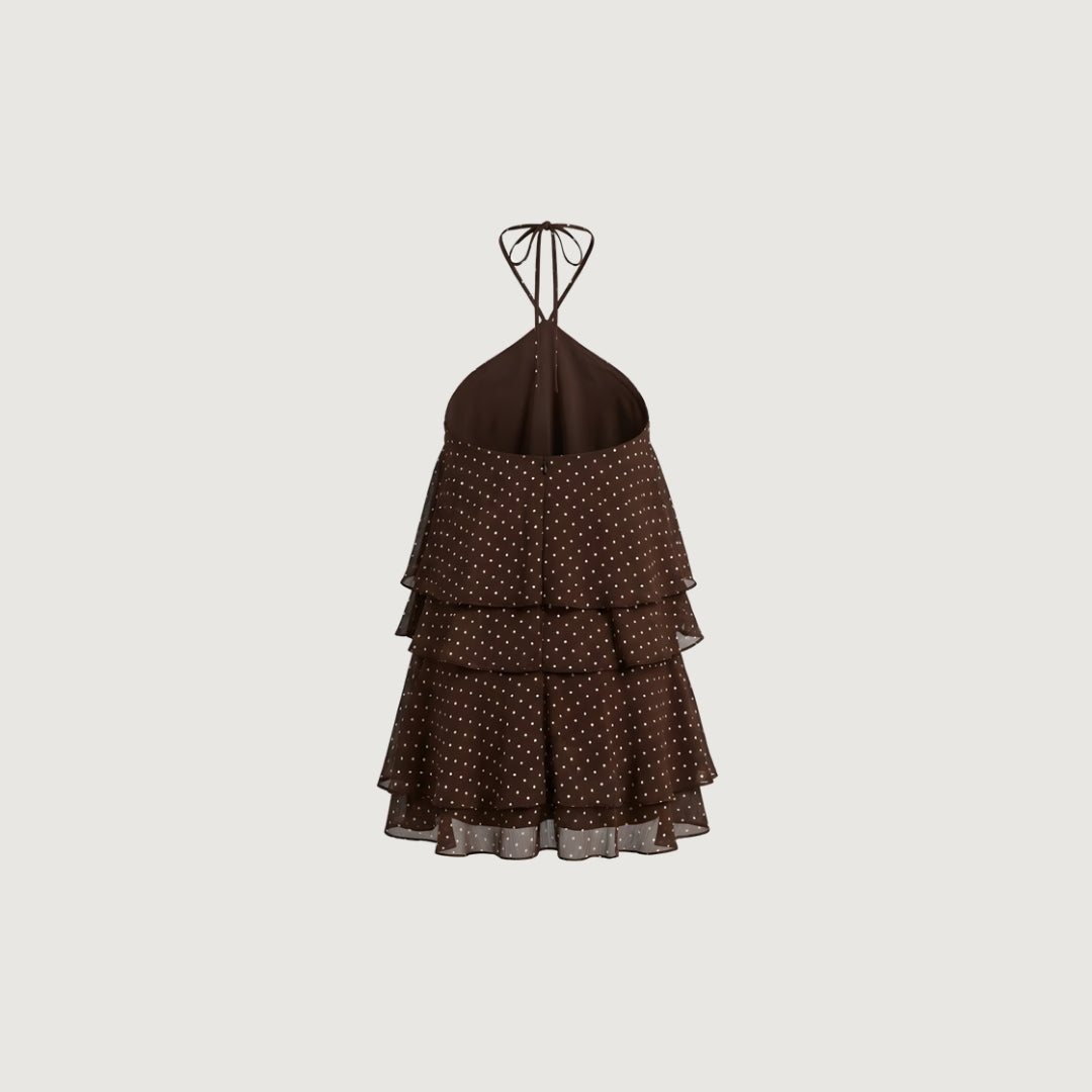 Brown Polka Dot Mini Dress