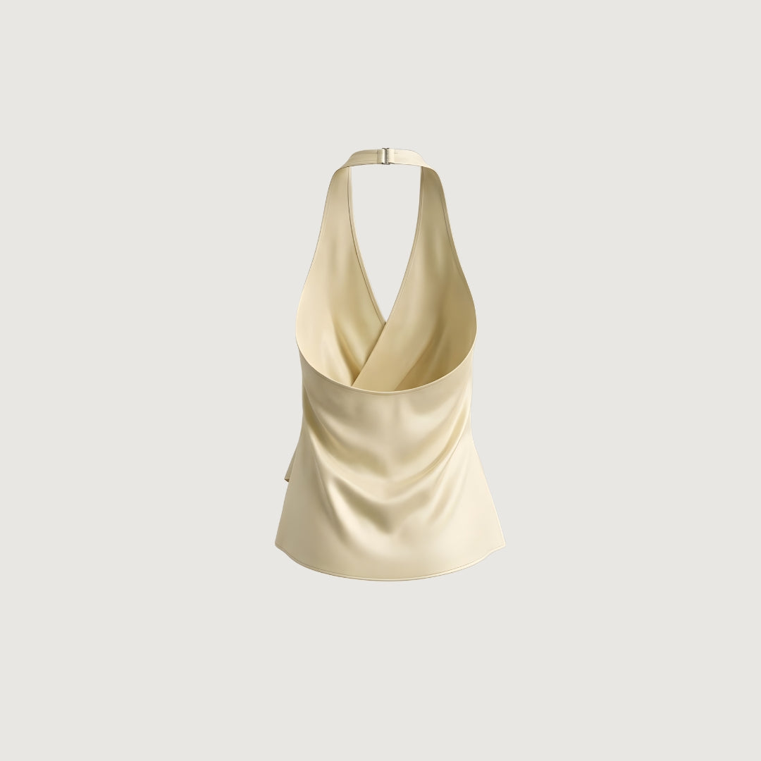 Satin Tie-Wrap Halter Top