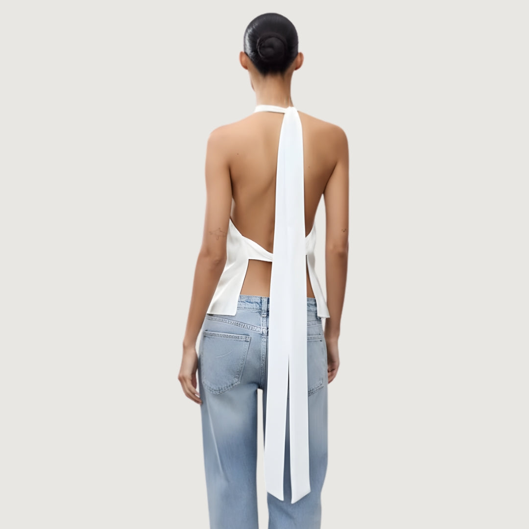 Blusa Satinada Drapeada