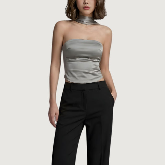 Top Tubo Choker Satinado