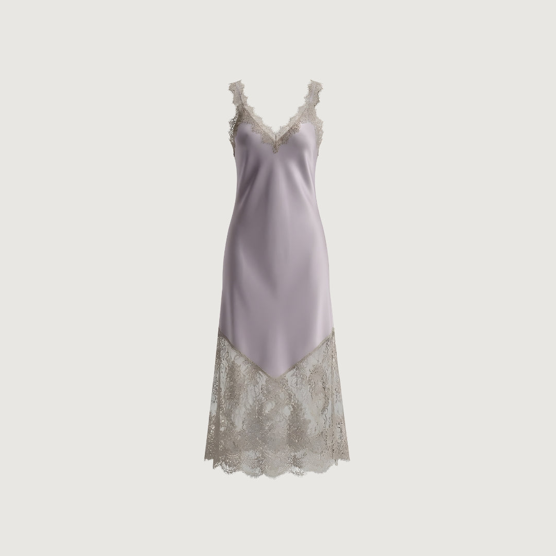 Lavender Lace-Trim Slip Dress