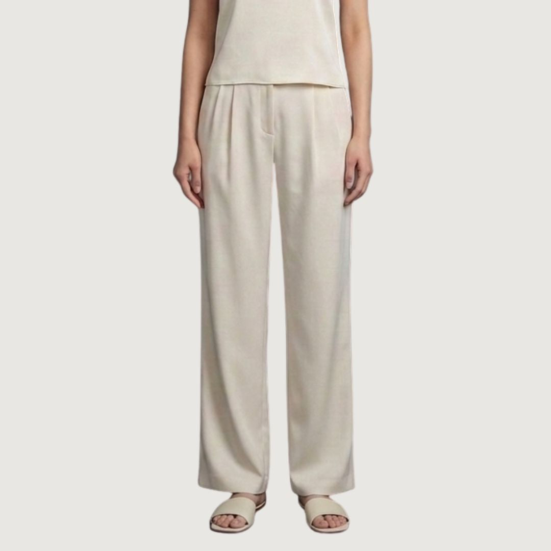 Pantalon Flow Recto Satinado Cream