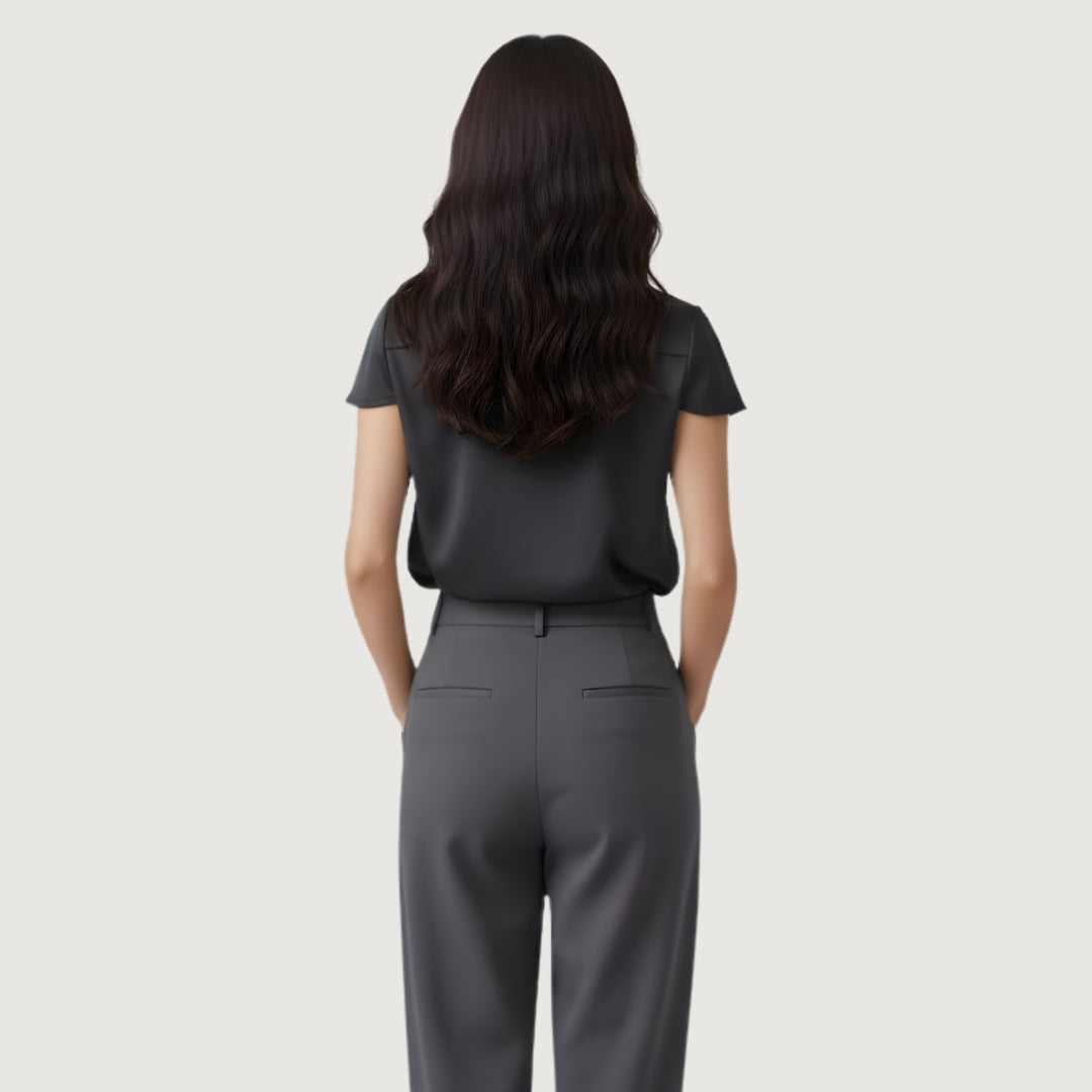 Satin Button Blouse Grey Mist