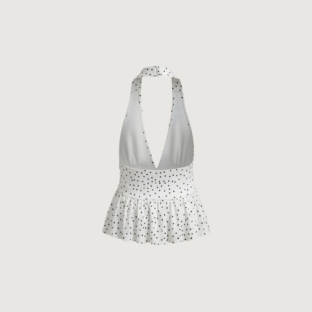 Polka Dot Ruffle Top