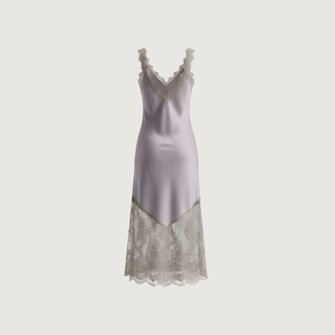 Lavender Lace-Trim Slip Dress