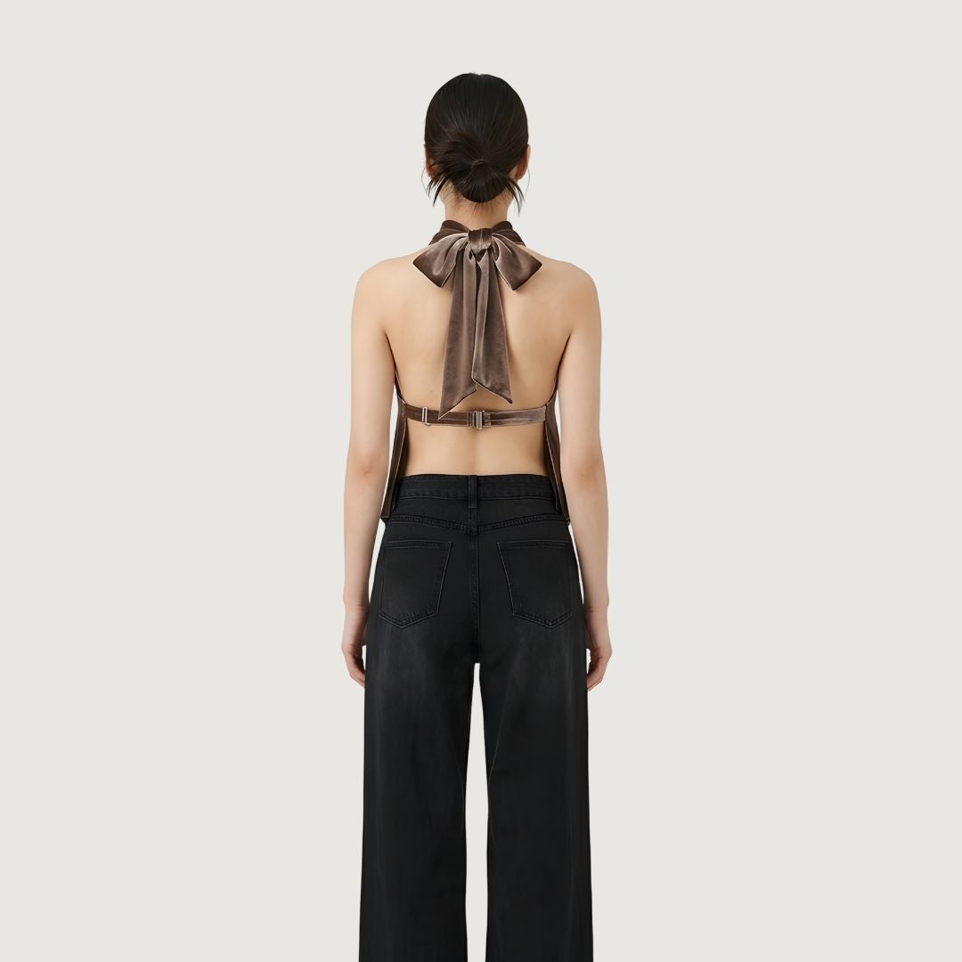 Velvet Halter Neck Top